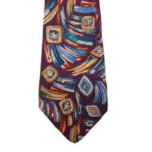 JL Roberts Nordstrom Tie SILK 56.5" Art Deco Multicolor Artsy Contemporary Moder